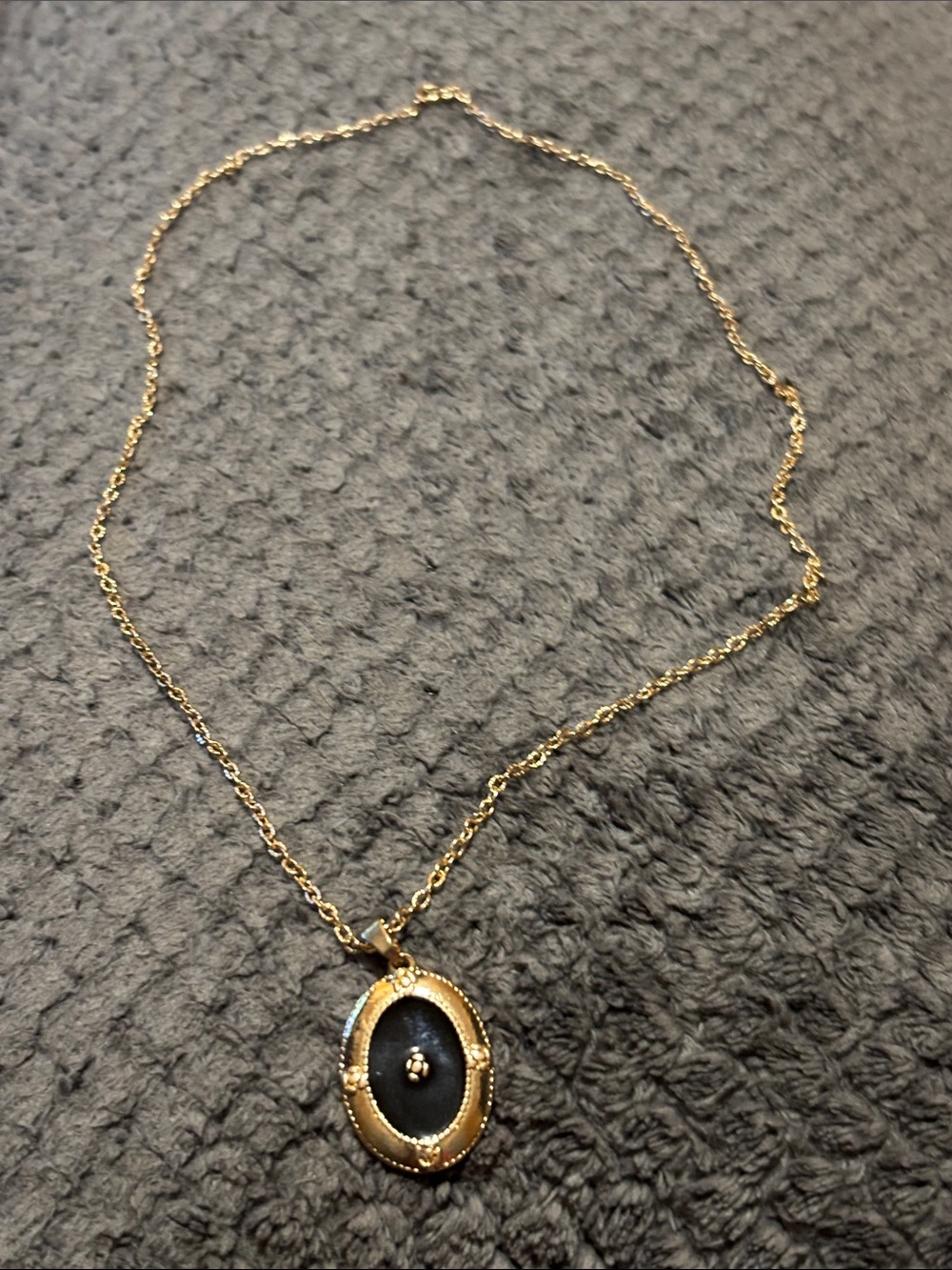 Gold and Black Oval Locket Necklace - Women Jewelry